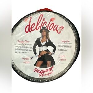 Delicious Sexywear of New York Black & White Striped Long Dress Mob-wife Costume